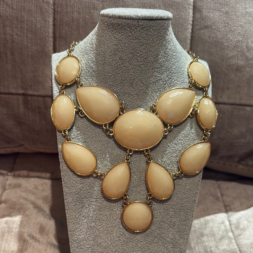 Nordstrom Cream and Gold Cascade Statement Necklace